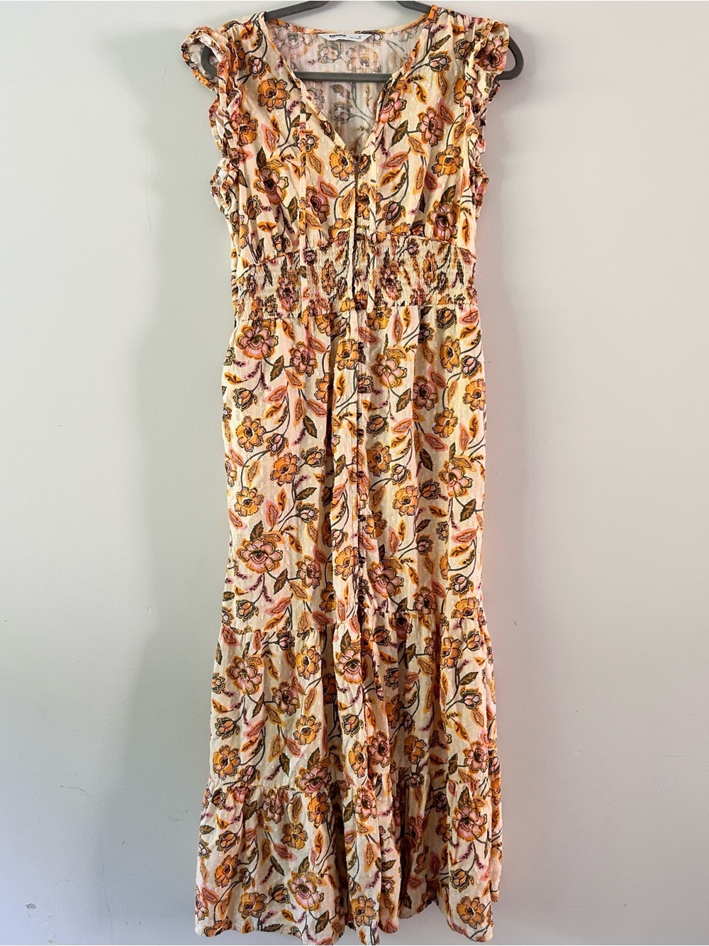Sonoma|Floral Maxi Dress in Cream, Mustard and Pink sz M